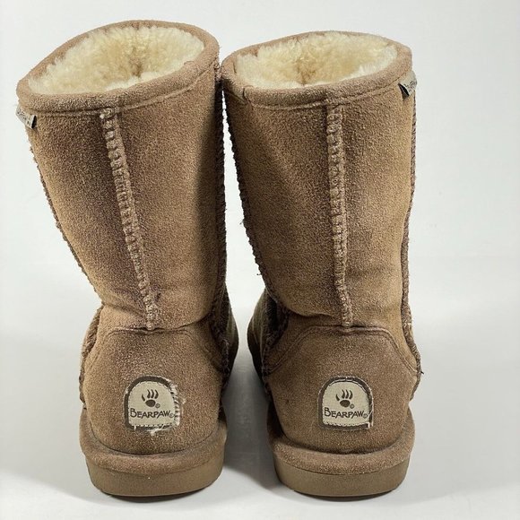 Women’s Bearpaw Emma Short Boots Size 7 Suede Upper Sheepskin Wool Lined Pull On - Picture 7 of 14